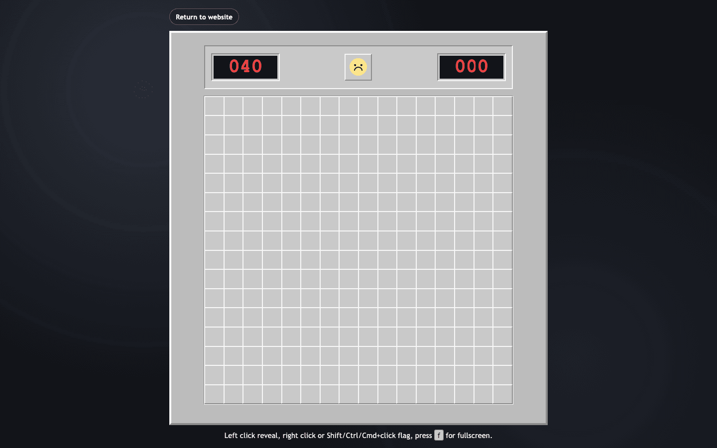 Live screenshot of the Classic Minesweeper project